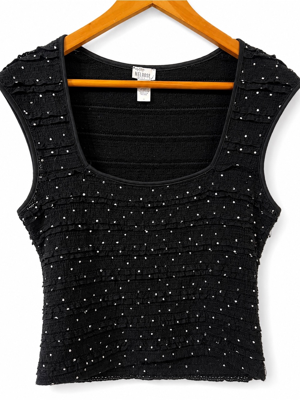 Sweet Melrose Black Polka Dot Ruffle Top Women’s Small Sleeveless